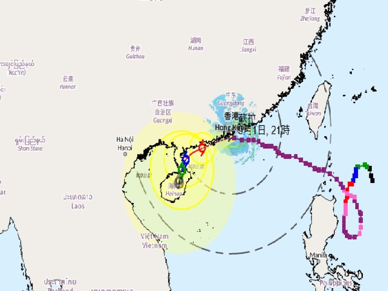 香港十號颶風信號列表