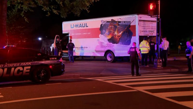 u haul truck crashes into white house
